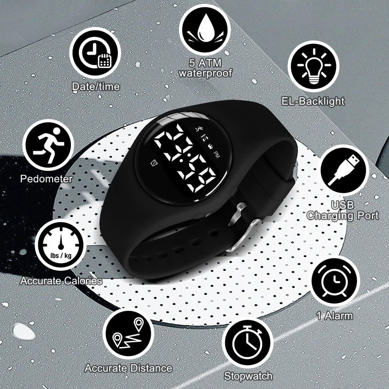 A ALPS Kids Watches for Girls Boys Digital Sport Watch with Step Counter Pedometer Vibration Alarm Clock, No App Waterproof Fitness Tracker Kids Watch Boys Girls Teens Students Ages 5-16 - Image 2